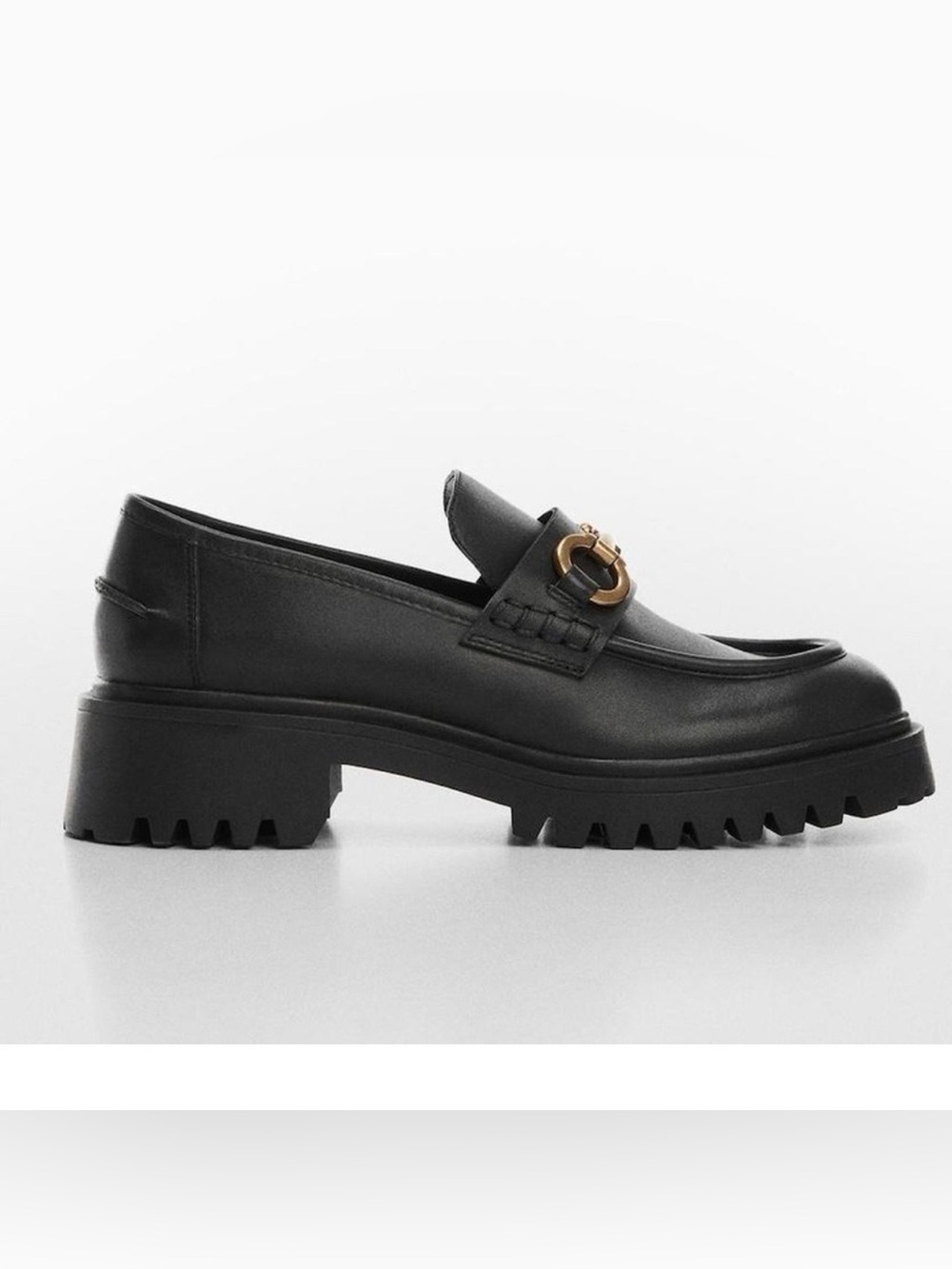 MANGO Chunky Leather Lug Sole  Horse-bit Loafers - Picture 3 of 7